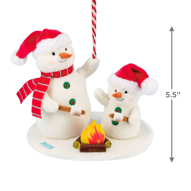  Roasting Marshmallows Snowmen 2025 Fabric Hallmark Ornament