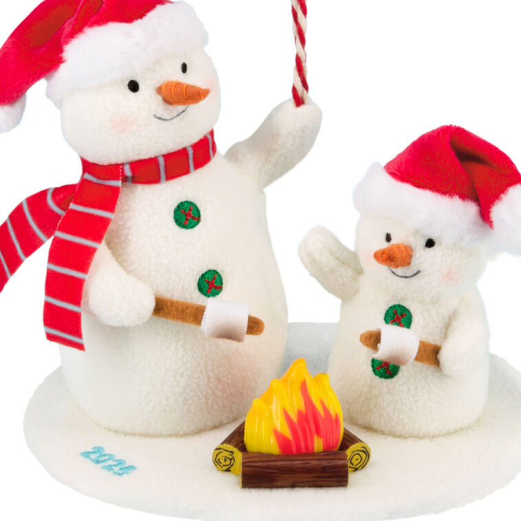  Roasting Marshmallows Snowmen 2025 Fabric Hallmark Ornament