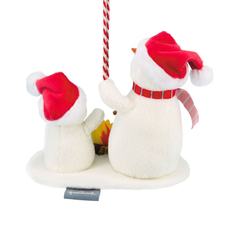  Roasting Marshmallows Snowmen 2025 Fabric Hallmark Ornament