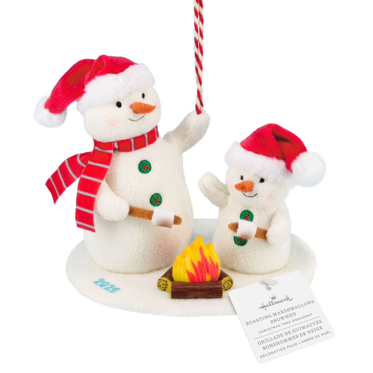  Roasting Marshmallows Snowmen 2025 Fabric Hallmark Ornament