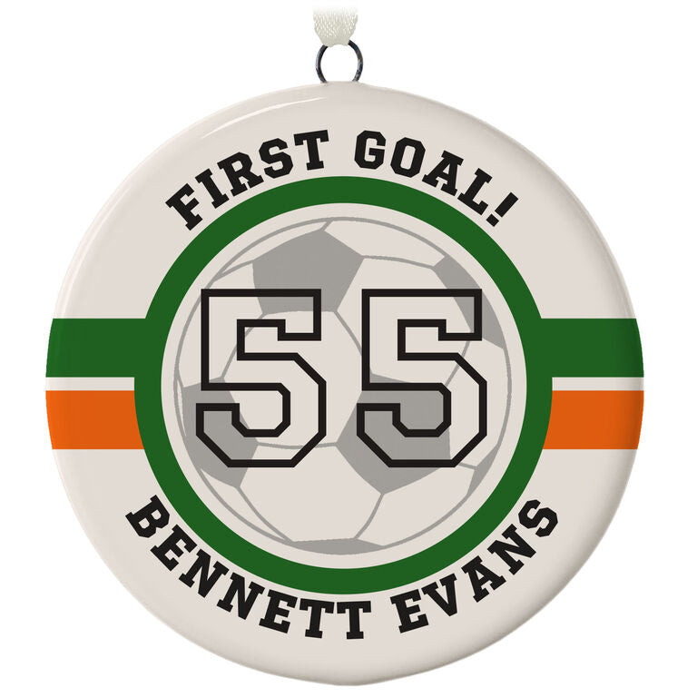  Soccer Ceramic Circle Personalized Ornament