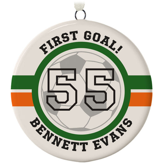  Soccer Ceramic Circle Personalized Ornament