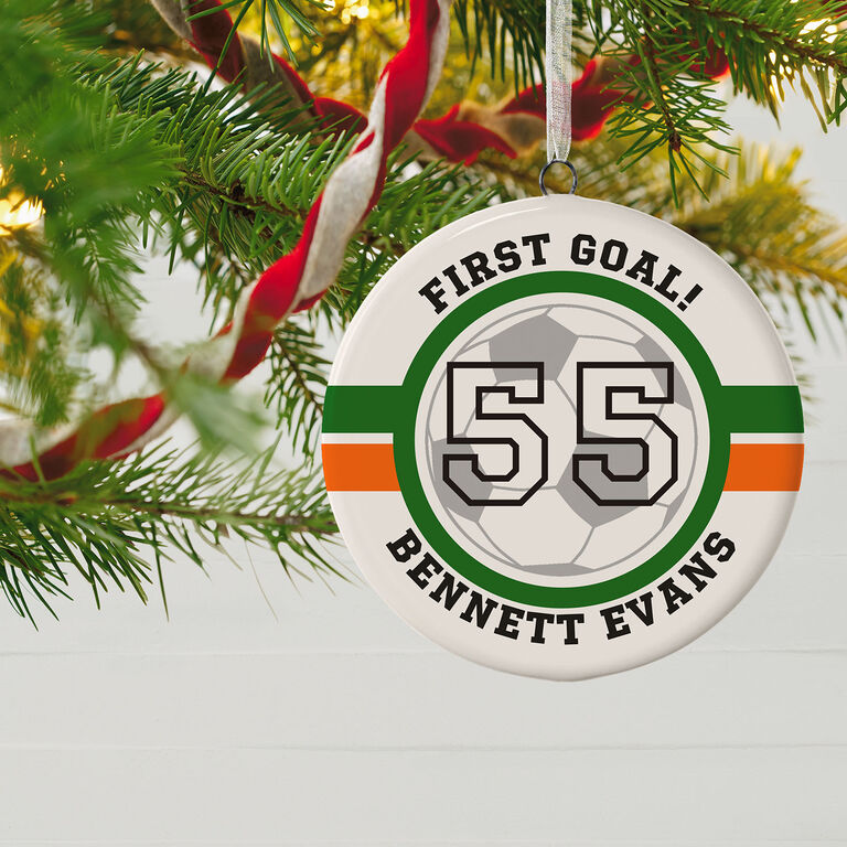 Soccer Ceramic Circle Personalized Ornament