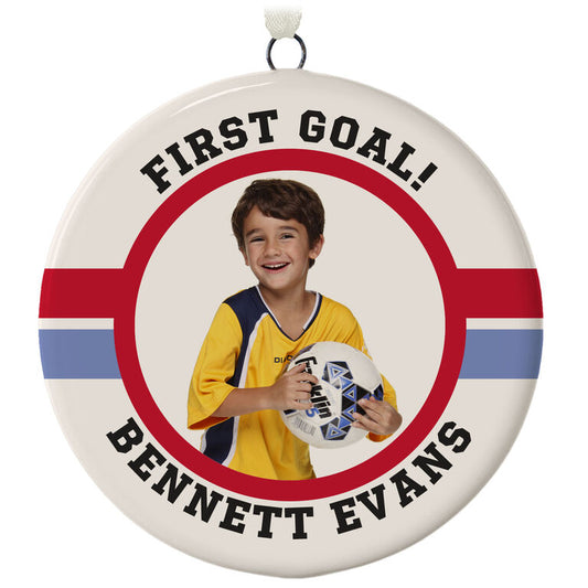  Soccer Ceramic Circle Personalized Photo Ornament