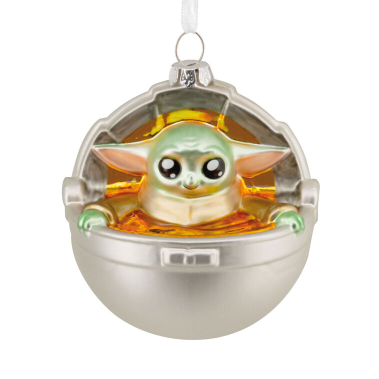  Star Wars: The Mandalorian™ Grogu In Pram Blown Glass Hallmark Ornament