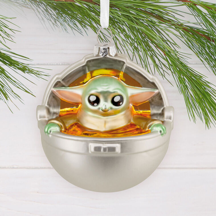  Star Wars: The Mandalorian™ Grogu In Pram Blown Glass Hallmark Ornament