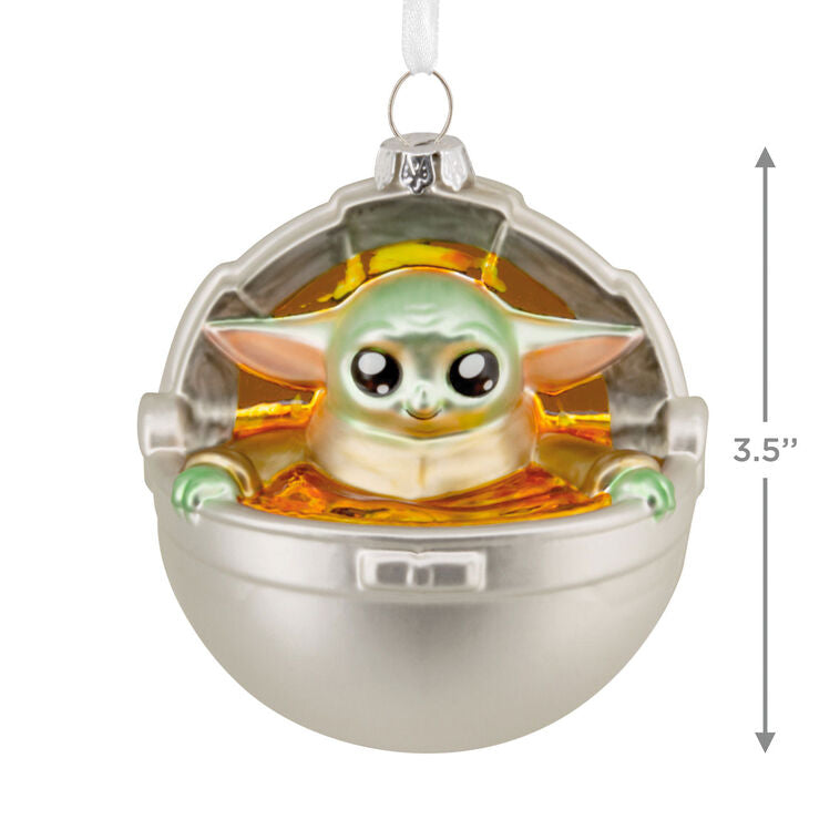  Star Wars: The Mandalorian™ Grogu In Pram Blown Glass Hallmark Ornament