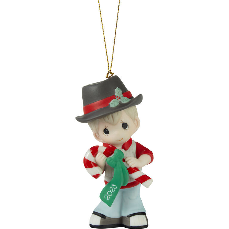  Precious Moments Sweet Christmas Wishes Boy 2023 Ornament, 3.7"