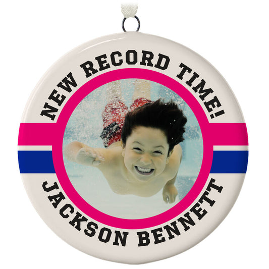  Swimming Ceramic Circle Personalized Photo Ornament
