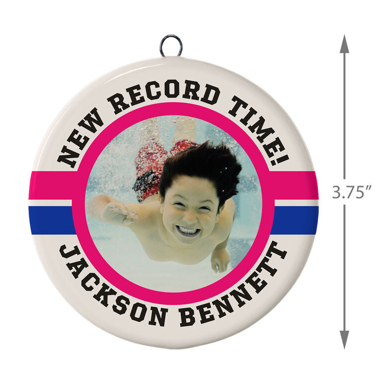 Swimming Ceramic Circle Personalized Photo Ornament
