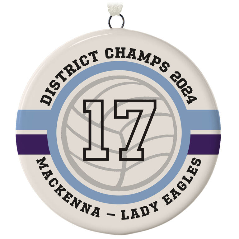  Volleyball Ceramic Circle Personalized Ornament