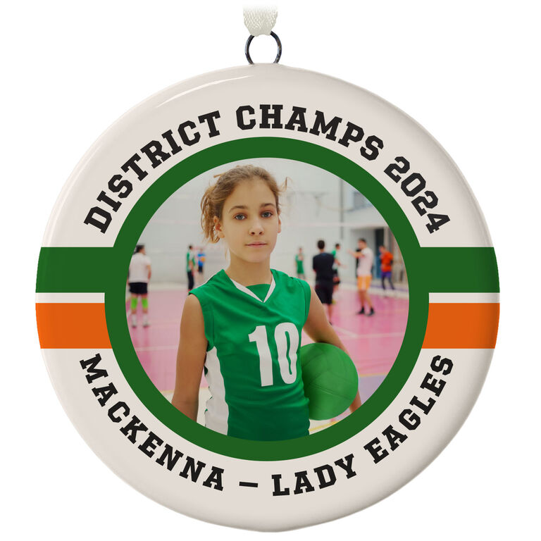  Volleyball Ceramic Circle Personalized Photo Ornament