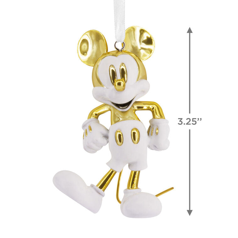  Disney Mickey Mouse White And Gold Ceramic Hallmark Ornament