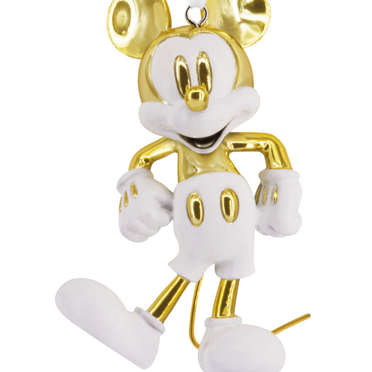  Disney Mickey Mouse White And Gold Ceramic Hallmark Ornament