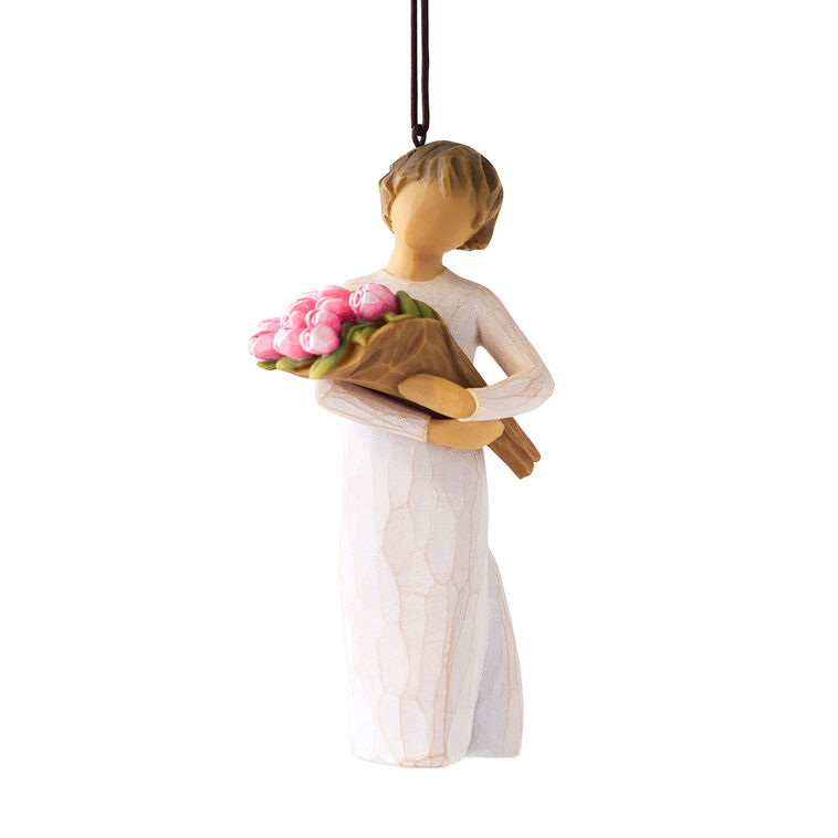  Willow Tree Bright Hope Girl With Bouquet Ornament, 4"