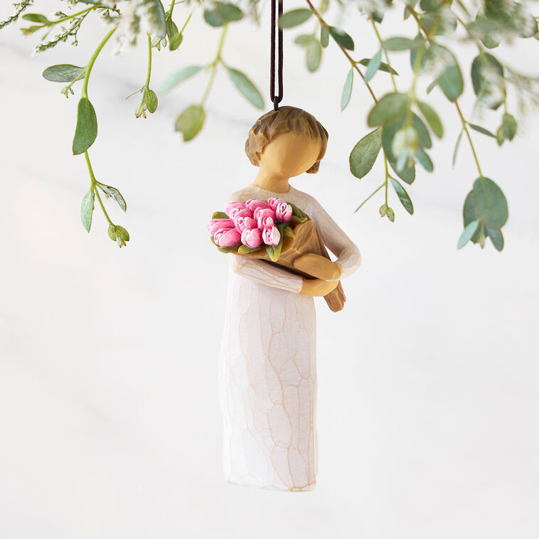  Willow Tree Bright Hope Girl With Bouquet Ornament, 4"