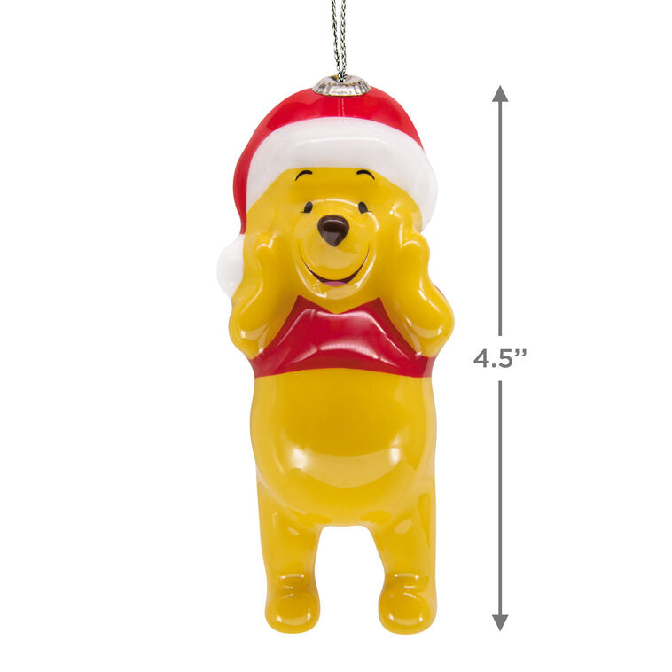  Disney Winnie The Pooh In Santa Hat Shatterproof Hallmark Ornament
